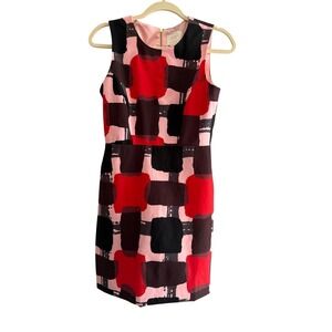 Kate Spade‎ New York Abstract Print Sleeveless Dress - Red Black Pink
